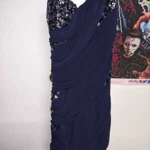 City Triangles One Shoulder Navy Sequin Dress